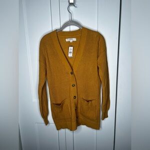 LOFT Ann Taylor Golden Mustard Knit Cardigan Sweater NWT Women's Size XS